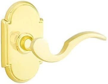 Emtek Privacy Set, Style 8 Rosette, Cortina Lever (Right Hand, Polished Brass) - image 2 of 9