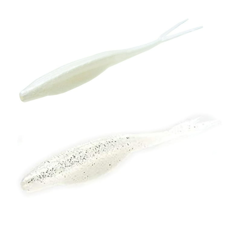 Zoom Super Fluke Freshwater Fishing Soft Bait, White Ice, 5 1/4, 10 Pack