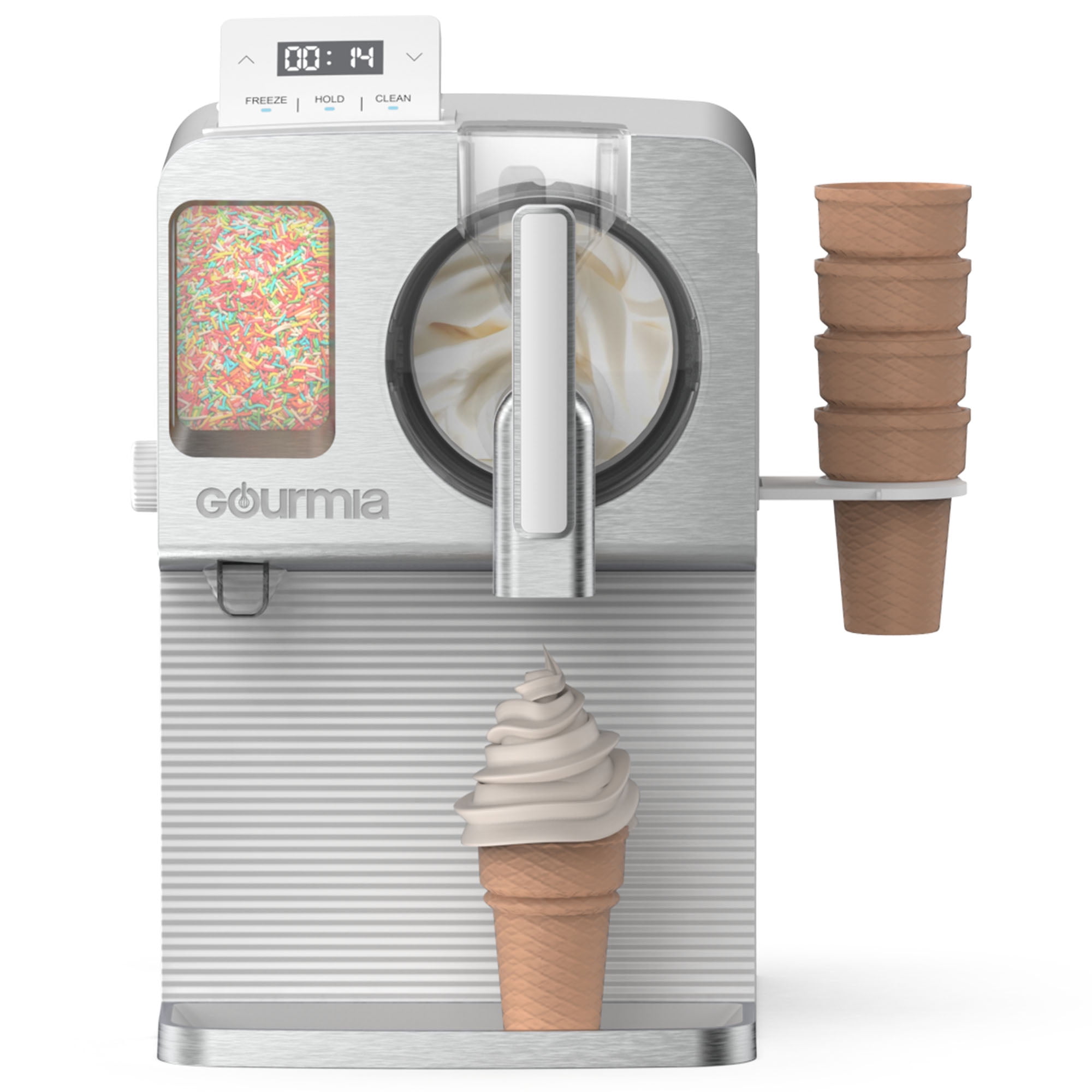 Gourmia 1-Liter Automatic Soft Serve Ice Cream & Frozen Drink Maker, White, Liter Automatic Soft Serve Ice Cream & Frozen Drink Maker