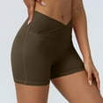 thumbnail image 7 of Hvot&aat Crossover-Waist Workout Biker Shorts for Women Seamless Smoothing Stretch Shorts Pants Solid Color Leggings, 7 of 7