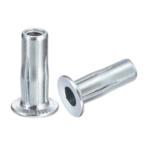 M6 Multi Grip Rivet Nuts, 5pcs Flat Head Threaded Insert Nut Carbon Steel Plus Nuts
