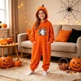 thumbnail image 2 of BOOMNY Halloween Toddler Girls Flannel Romper Hallowmas Ghost Graphic Long Sleeve Jumpsuits for Kids Soft Warm One Piece Fuzzy Rompers, 2 of 5