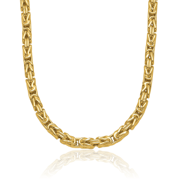 14K Solid Yellow Gold 3.25mm Byzantine Chain Necklace