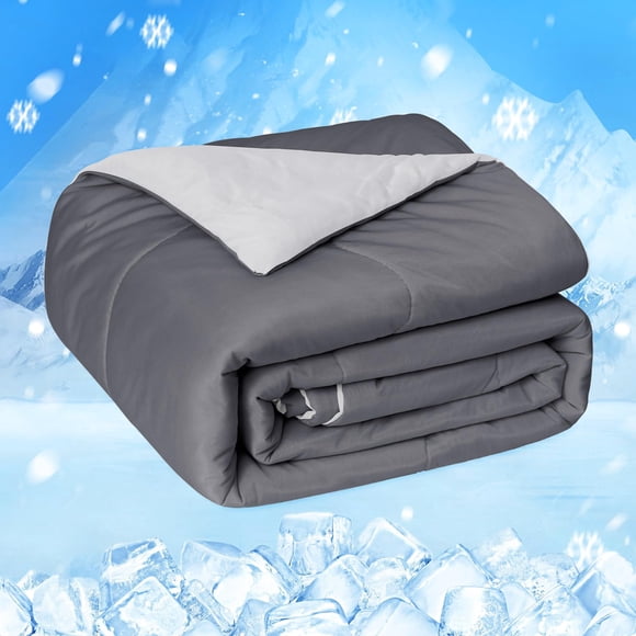 Edredón refrescante HOMFINE, tela japonesa Cold Tech, gris