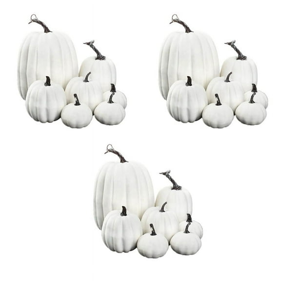 Halloween White Artificial Pumpkin Decoration Foam Pumpkin Desktop Core Thanksgiving Halloween Decoration 21 Pieces,21 x Bubble Pumpkin,White