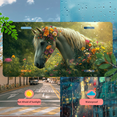 thumbnail image 5 of 1 Pcs 2D Flat License Plate Covers & Frames, Floweradorned Horse For Decorative Front, Waterproof For Decoration Aluminum License Plate Covers & Frames Cover For Men Women, 12" X 6", 5 of 7