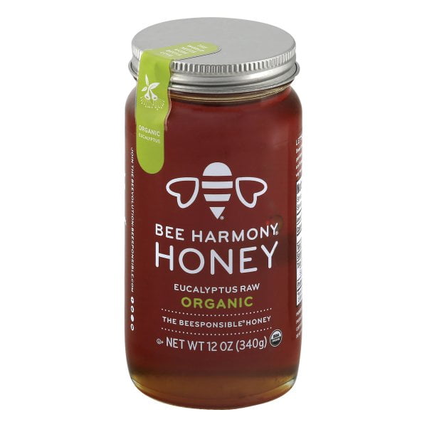 Bee Harmony Organic Eucalyptus Honey, 12 oz Glass Jar