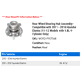 thumbnail image 2 of Rear Wheel Bearing Hub Assembly - Compatible with 2011 - 2016 Hyundai Elantra (11-12 Models with 1.8L 4-Cylinder Only) 2012 2013 2014 2015, 2 of 2