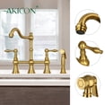 thumbnail image 4 of Akicon Two-Handles Bridge Kitchen Faucet with Side Sprayer 8-3/8 Inch High Arc Brushed Gold Gold Finish, 4 of 5