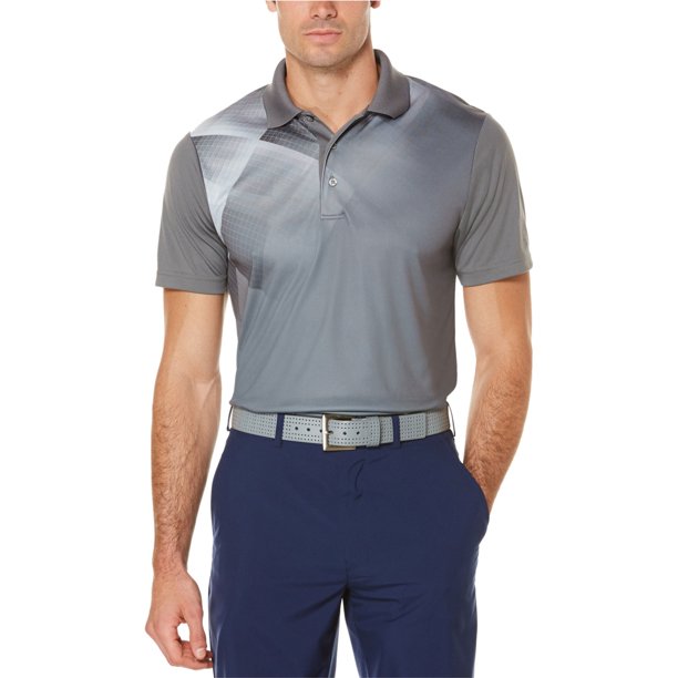 Polo de Rugby de seda PGA Tour Argyle para hombre gris pequeño