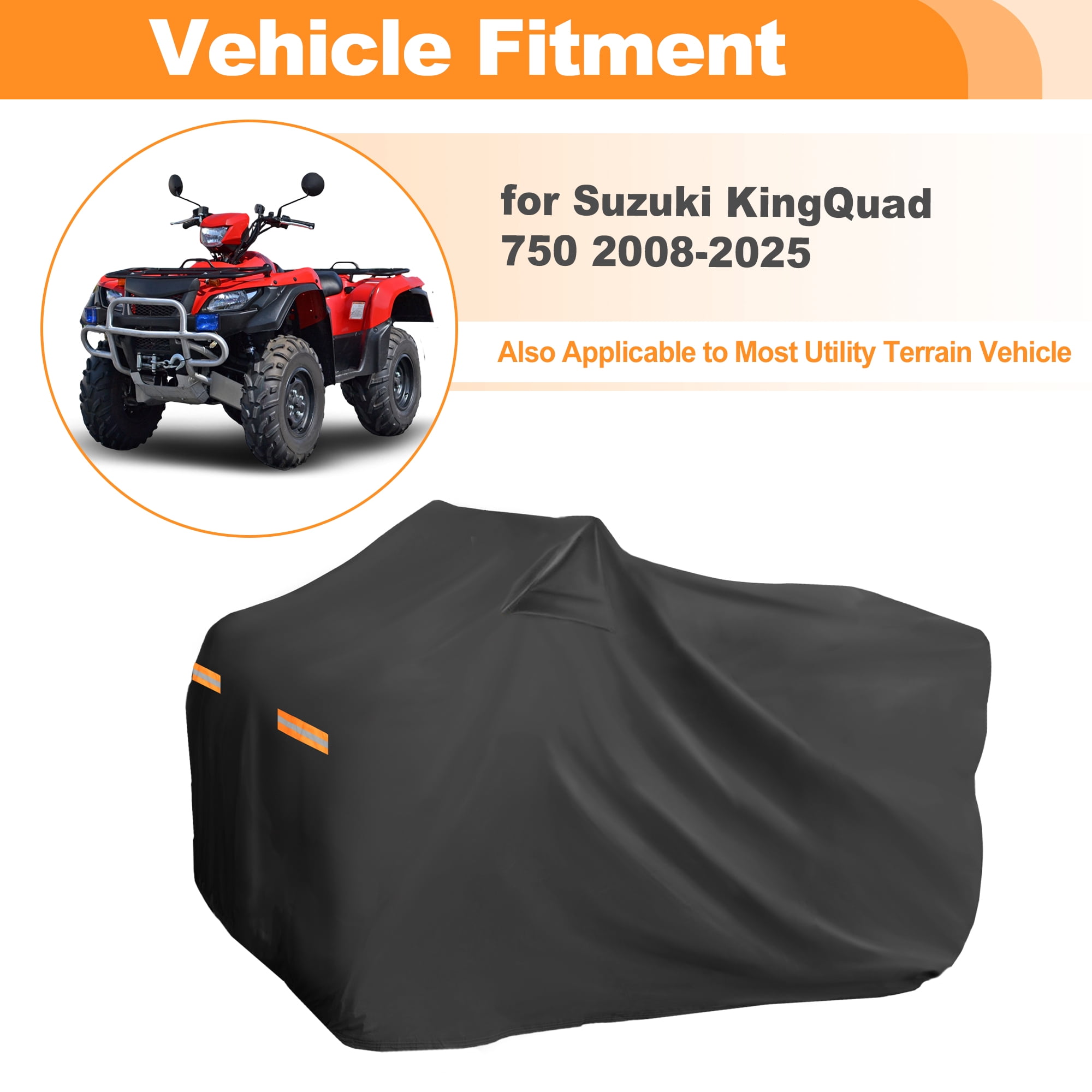 Unique Bargains 210D-PU ATV Waterproof Quad Cover Black for Suzuki KingQuad 750 2008-2025