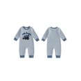 thumbnail image 2 of RUINIXCW Newborn Baby Boy Little Brother Outfit Infant Baby Boys Fall Winter Waffled Romper Clothes Stripe Letter Excavator Embroidery Long Sleeve Jumpsuit, 2 of 9