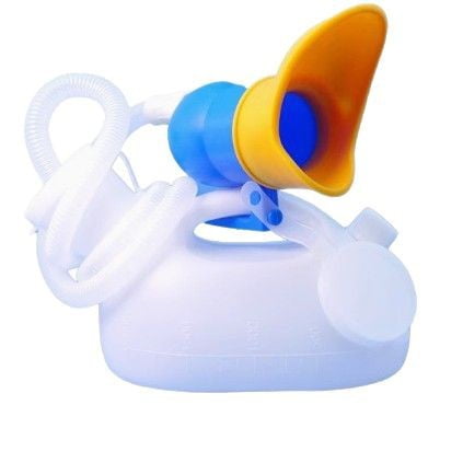 White Men's 2000ML Portable Twoport with Tube Potty Pee Bottle Male Urinal Collector for Hospital Camping Car Travel Toilet Urinal