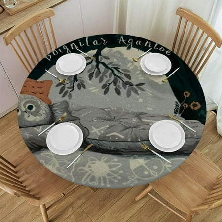 

Orinice Namastay in Bed Round Table Cover Stain Resistant Washable Indoor Outdoor Tablecloth Kitchen Dining Wedding Parties Table Cloth 100% Polyester Fiber 42-46