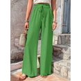 thumbnail image 6 of Women'S Wide Leg Lounge Pants High Waisted Adjustable Tie Knot Loose Trousers Green XXL, 6 of 10