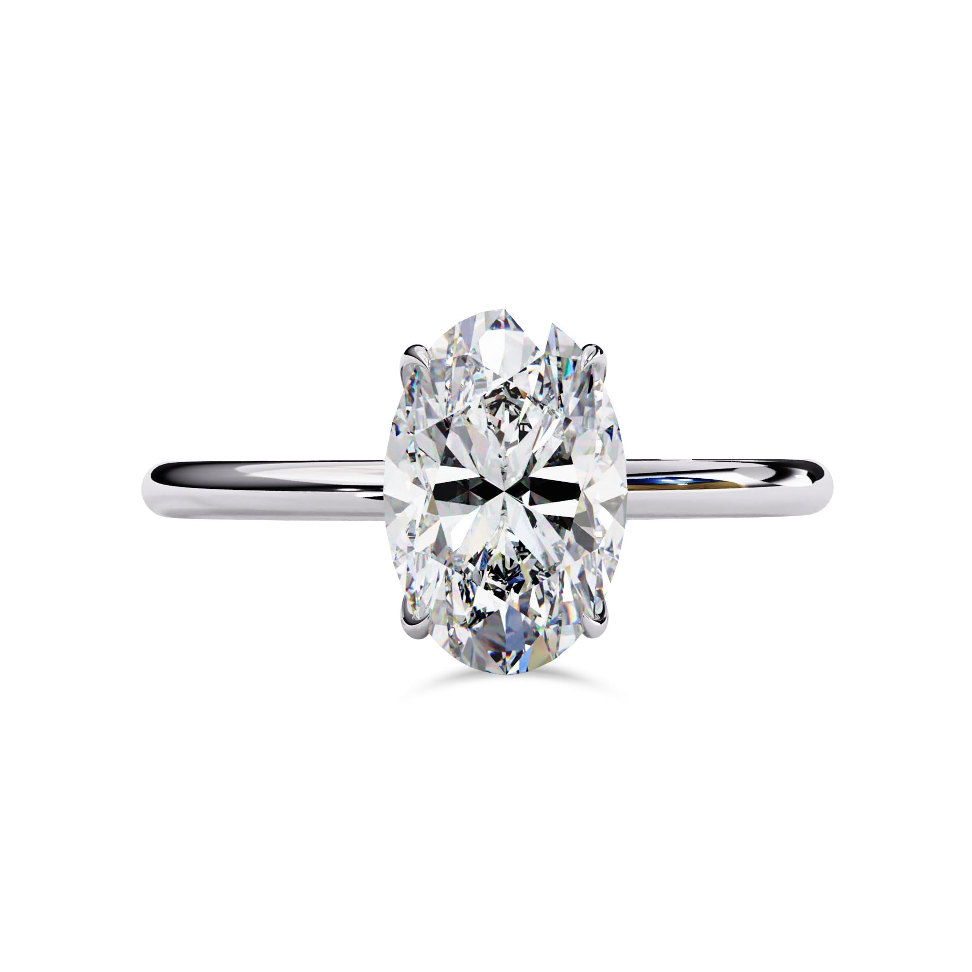 AFFY Solitaire Engagement Rings For Women, Center 9x6mm Oval Cut Lab Created Moissanite Wedding Anniversary Ring in 14K Solid White Gold Size-8.5