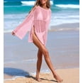 thumbnail image 3 of Women's Swimsuit Coverup Crochet Sheer Beach Dress Slit Long Sleeve Bathing Suit Cover Up, 3 of 9