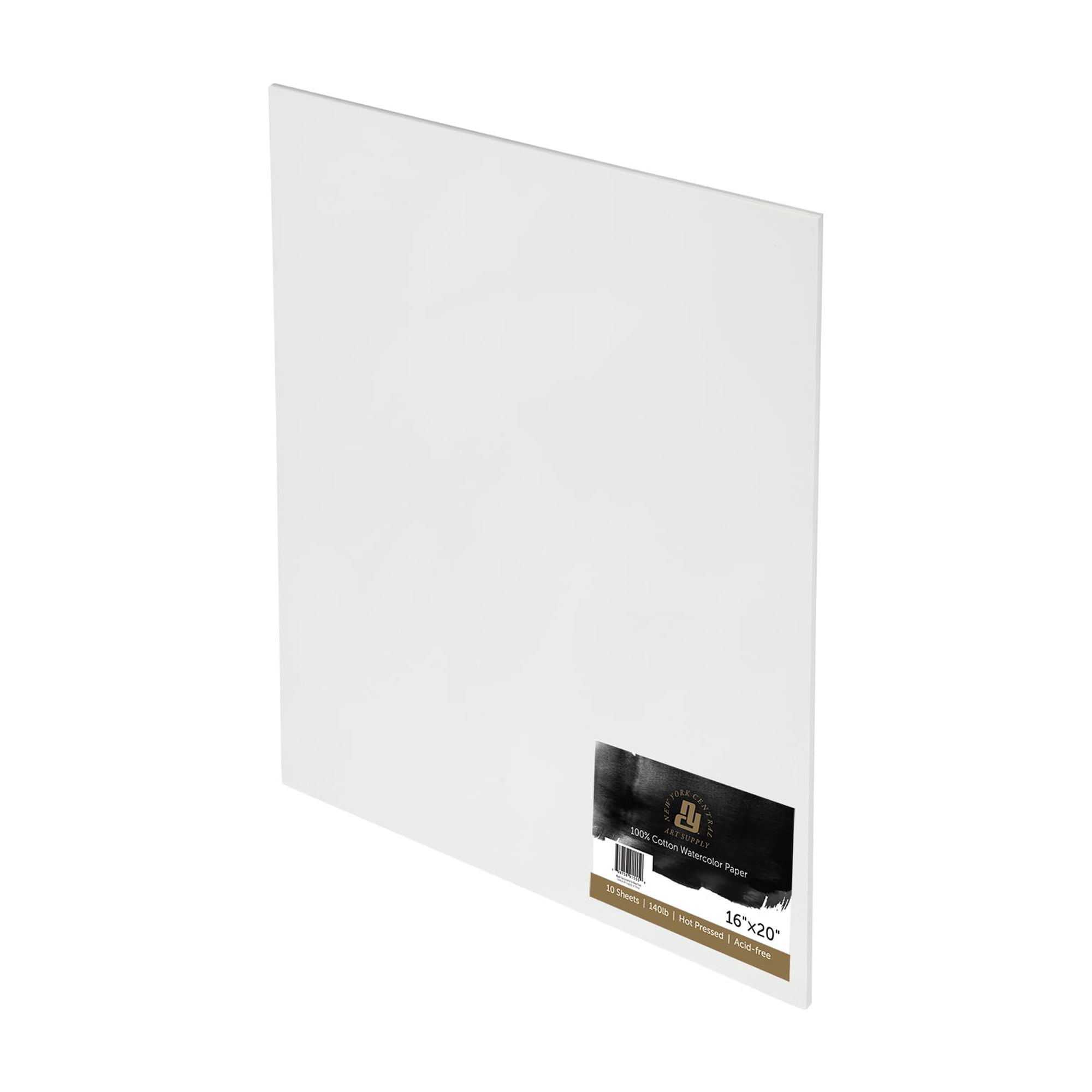 New York Central Watercolor Paper Sheets, 16x20 Inch, 140lb Hot Press, Pack of 50 - Professional Grade, Acid-Free, Archival - For Wet and Dry Media