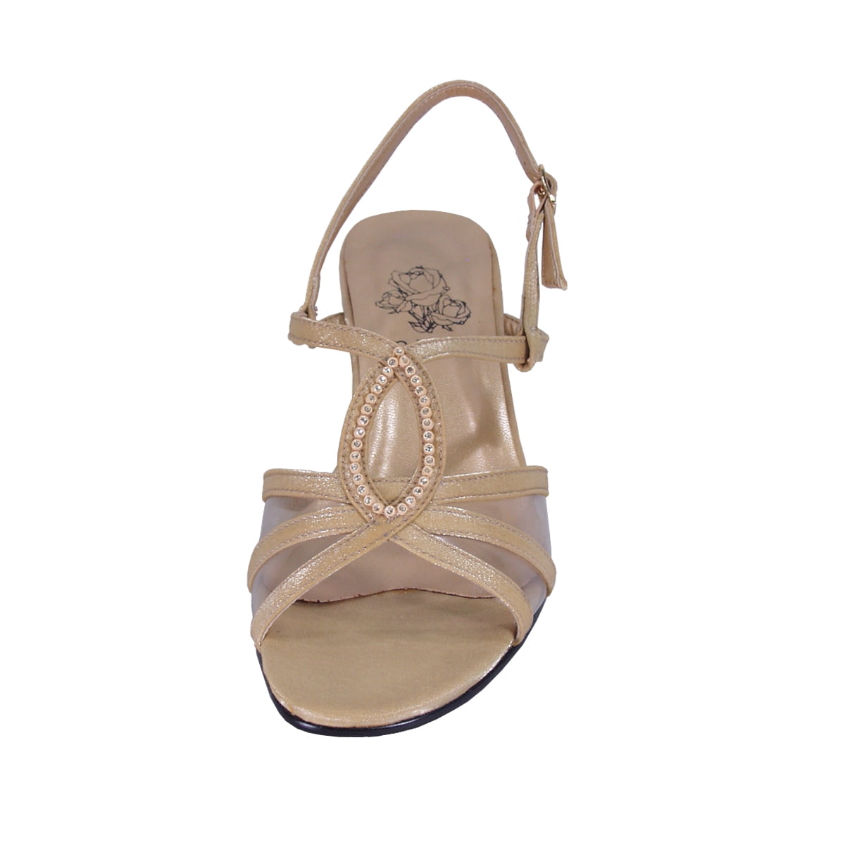 FLORAL Winnie Women's Wide Width Criss-Cross Strappy Slingback Dress Sandal for Evening, Dinner, Prom, Work GOLD 6.5