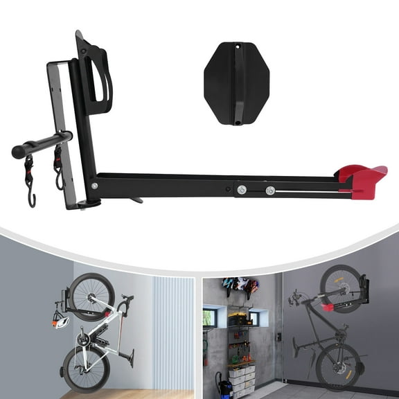 ToppiJoy Bicycle Wall Rack, Bicycle Storage Rack for Garage, Up to 77 lbs, with Hooks, Sturdy Carbon Steel Bicycle Racks