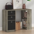 thumbnail image 5 of Furinno JAYA 40-Inch Grey 3 Fabric Drawers Entryway Table. French Oak, 5 of 5