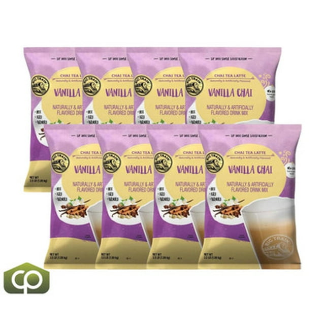 Big Train Vanilla Chai Tea Latte Mix - 3.5 lb. - Spiced Vanilla Blend (8/Case)