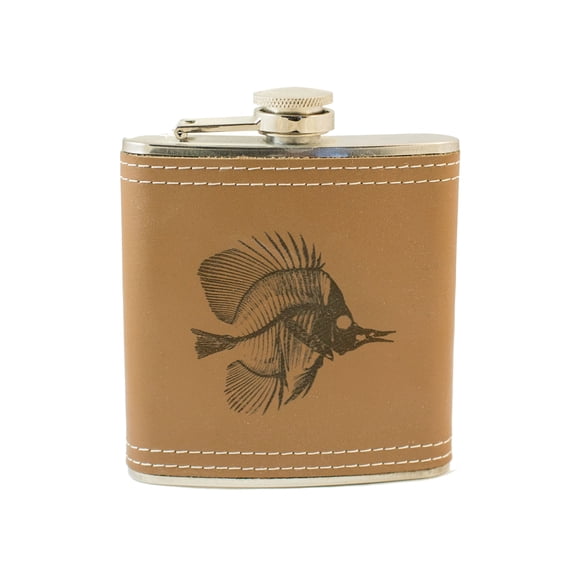 6oz Tropical Bone Fish Leather Flask KLB L1