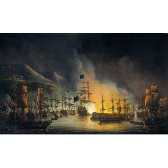 Bombardment Of Algiers By The United Anglo-Dutch Naval Squadron Canvas Art - (36 x 24)