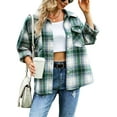 thumbnail image 4 of hirigin Women's Plaid Shirt Jacket, Casual Long Sleeve Button Down Boyfriend Shacket Coat, 4 of 9