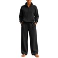 thumbnail image 3 of Women's Sweatsuits 2 Piece Outfits Lounge Sets | Cozy Airport Outfits,Casual Sweat Sets for Fall And Winter,Half Zip Pullover And Baggy Sweatpants with Pockets QURATI, 3 of 7