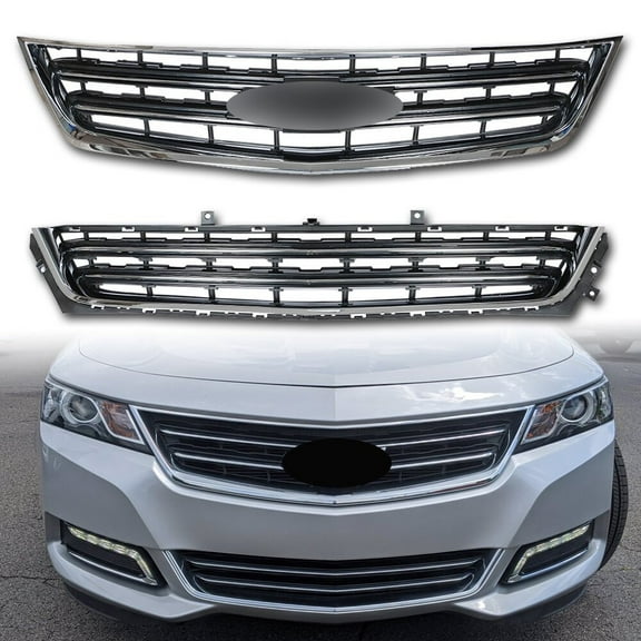 2PCS For Chevrolet Impala 2014-2020 Front Upper & Lower Grille Set Chrome Black