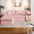 thumbnail image 4 of Walsunny Modular Sectional Sofa Couch with Chaise, No Assembly Foam Couch, Deep Seat Corduroy Sofa, Convertible L Shaped Cloud Couch for Living Room Apartment, Pink, 4 of 8
