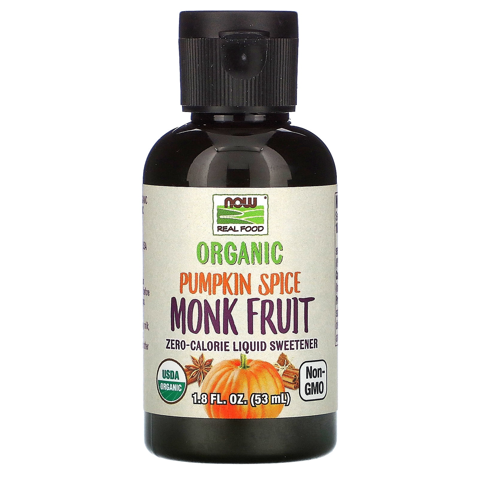 NOW Foods Organic Monk Fruit ZeroCalorie Liquid Sweetener Pumpkin