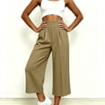thumbnail image 5 of Noric Women's High Waist Wide Leg Capri Pants with Button Casual Loose Fit Summer Dressy Trousers, 5 of 8
