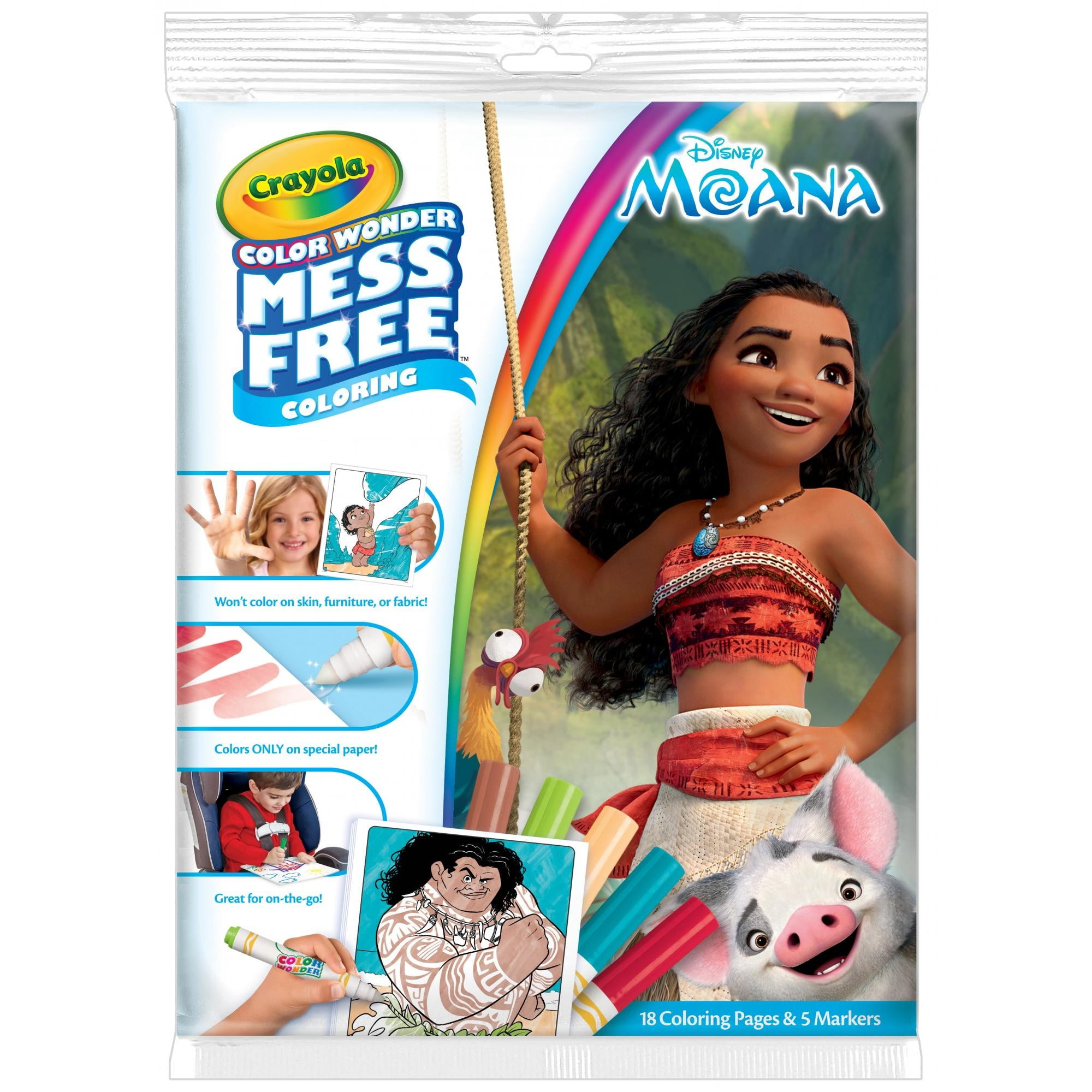 Crayola Color Wonder Disney Moana Mess Free Coloring Book Markers 23 Count Walmart Com