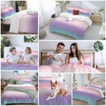 thumbnail image 5 of 3 Piece Pink Purple Teal Ombre Cream Duvet Cover Set California King,Microfiber Comforter/Quilt Cover with Corner Ties and 2 Pillowcases,Modern Abstract Art Aesthetics Bedding with Zipper Closure, 5 of 8