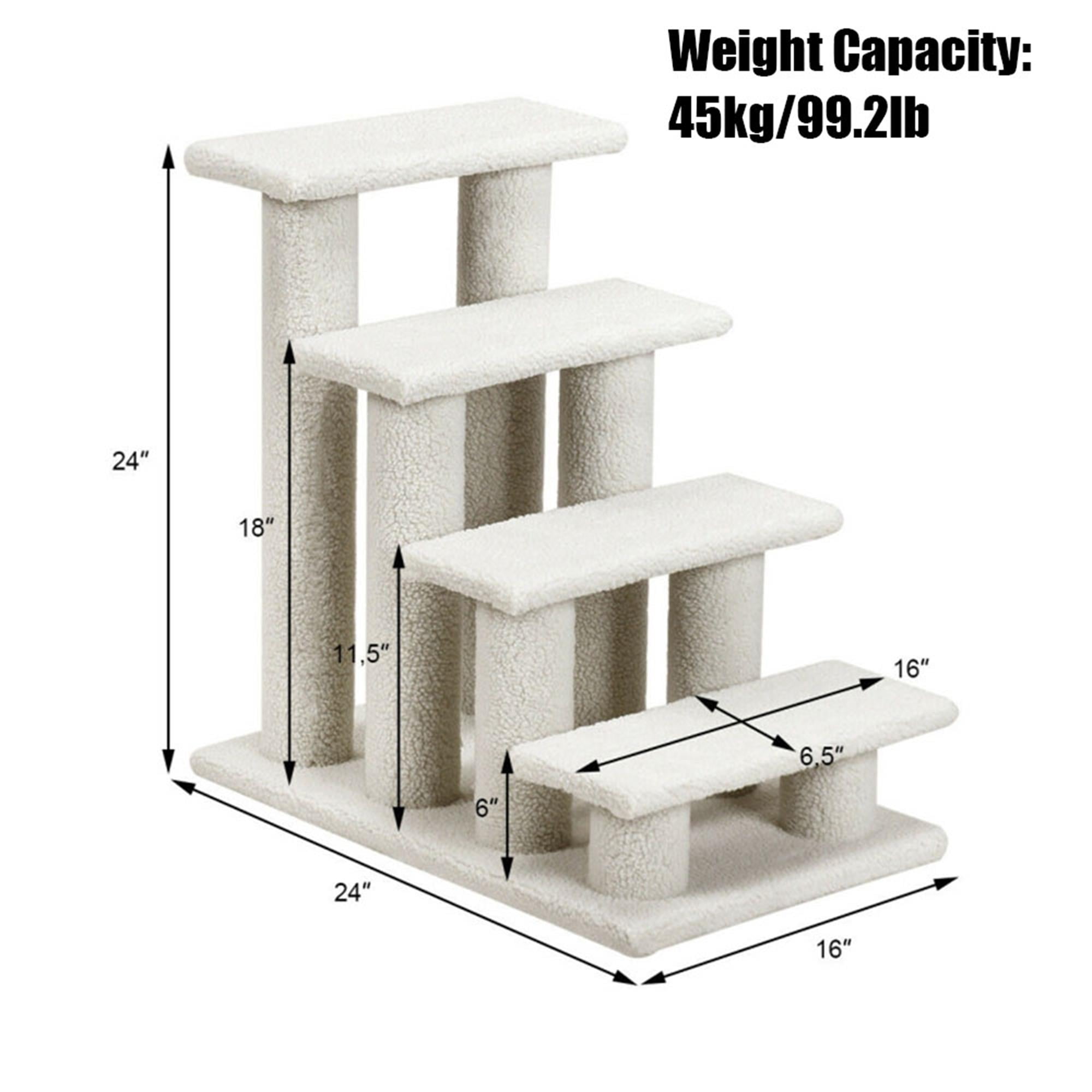Kadyn 24" Pet Stairs for Small Pet, 4-Step Ramp for Beds and Couch with Non-Slip Carpeted Indoor Ladder, Cat Tree Climber, Beige