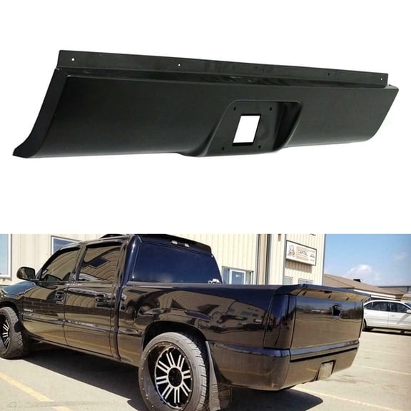 Labwork Rear Bumper Stainless Steel Plated Black Fit for GMC Sierra 1500, Chevrolet Silverado 1500 2500 3500 Series 1988-2013