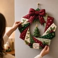 thumbnail image 3 of DIY Patchwork Wreath Kit, Christmas Tree Quilted Wall Decor Craft, 9.84 in Creative Seasonal Door Hanging Project for Adults, 3 of 4