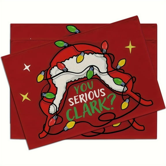 4pcs Christmas Classic Movie You Seriously Clark Table Mats Table Mats Durable Washable Rustic Linen Vintage Placemats for Home Dinner Party Camping Wedding Table Decoration 12 x 18 inches