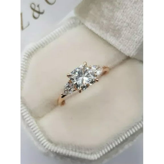 HOOUN Gorgeous 925 Silver Wedding Engagement Jewelry Women Cubic Zirconia Rings Sz6-10-6-Rose Gold
