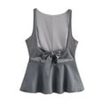 thumbnail image 4 of Bow- Tie Backless Tank Top Sleeveless Waisted Skirt Style Women'S Top Grey S, 4 of 9