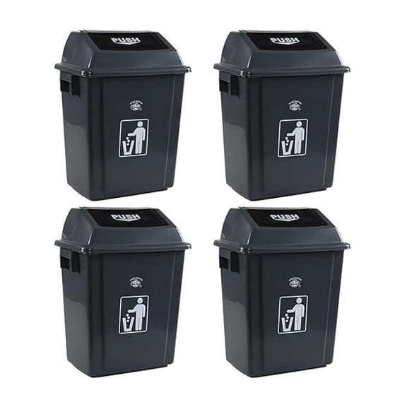Egarye 6 Gallon -Top Trash Can, 4-Pack Plastic Garbage Can with Lid, Gray