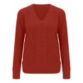 thumbnail image 4 of TRUBKH Fall Sweaters for Women V Neck Tops Long Sleeve Shirts Tunic Tops Blouse Slim Fit Flowy Top Breathable Tops Womens Thermal Tops Lightweight Sweaters for Women Teacher Outfits Red M, 4 of 5