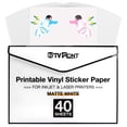 thumbnail image 1 of Vinilo imprimible HTVRONT, 40 unidades, blanco mate, 8,5 x 11 (140 g), 1 of 7
