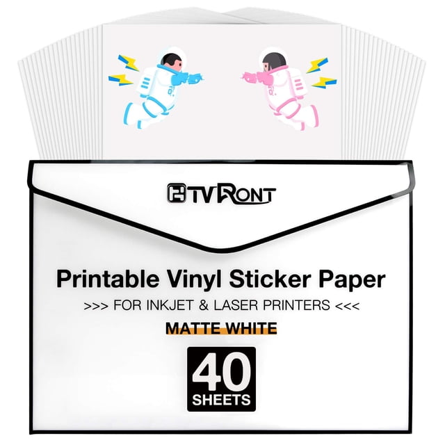 Vinilo imprimible HTVRONT, 40 unidades, blanco mate, 8,5 x 11 (140 g)