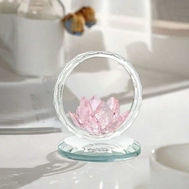 Adorno de cristal para coche – Figurita de rosa de cristal, azul/dorado/rojo/blanco, 2,76 pulgadas, regalo elegante, acento duradero en el hogar, decoración romántica de mesa