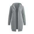 thumbnail image 4 of QIYAGBSA Hoodies for Women Zip Up Longline Hooded Sweatshirt with Front Pockets Casual Fall Winter Outerwear (Gray, L), 4 of 7
