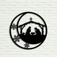thumbnail image 4 of 1pc Nativity Scene Metal Wall Art Christmas Religious Decor with Mary Joseph and Youngsters in Stable Wall Hanging   Cross Silhouette Snowflake Accents  Gift for Christmas Thanksgiving, 4 of 9