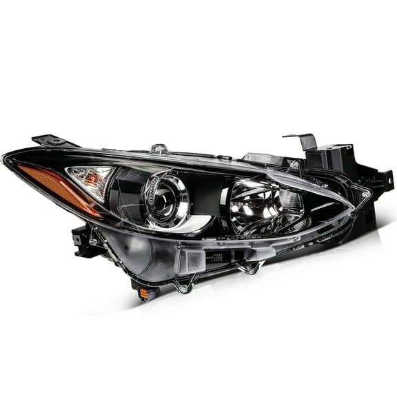 ECCPP Headlight Assembly Fit 2014-2016 For Mazda 3 Sport Sedan Right Headlamp Black Housing Amber Reflector BPW1510K0